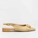 Rafia Look Flat Sling Back