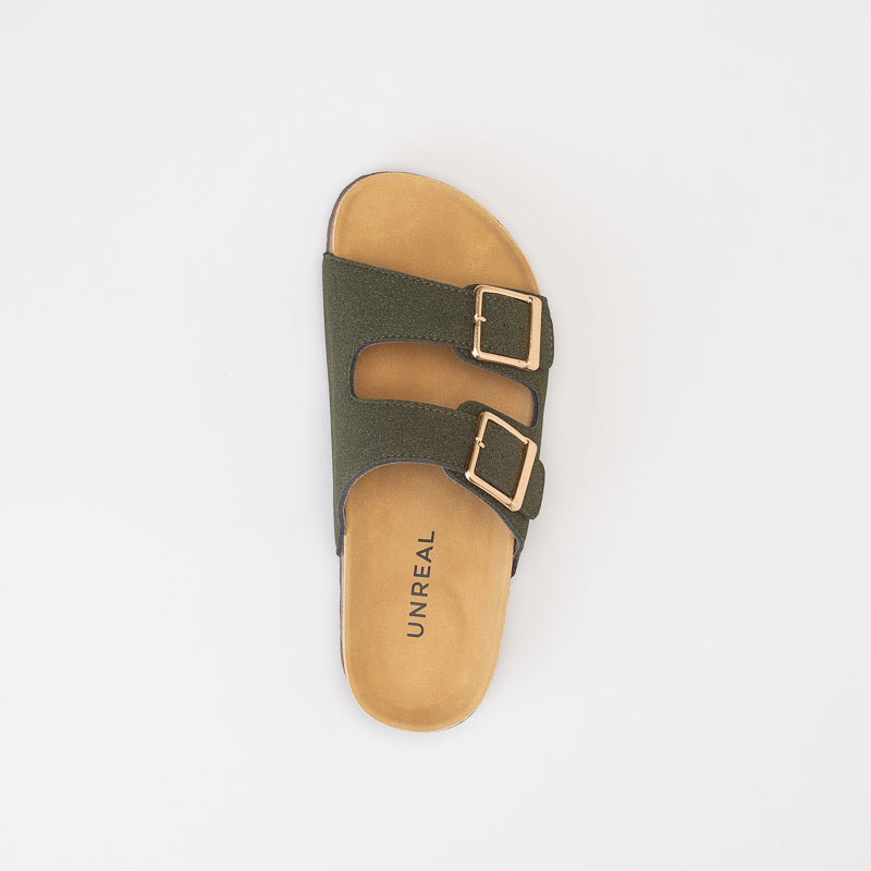 Double Buckle Footbed Mule Sandal