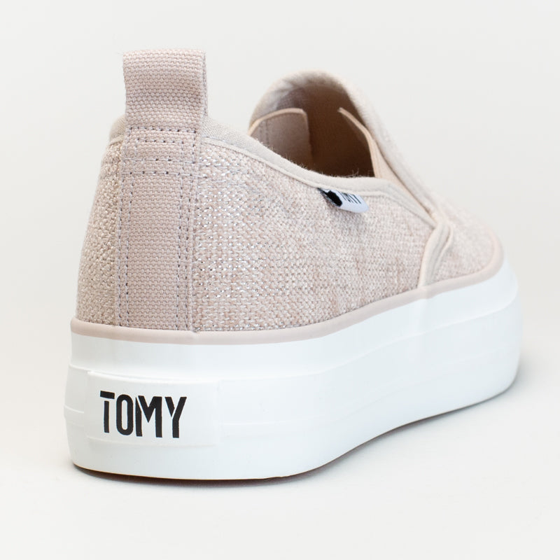 TOMY LINEN PLATFORM SLIP ON