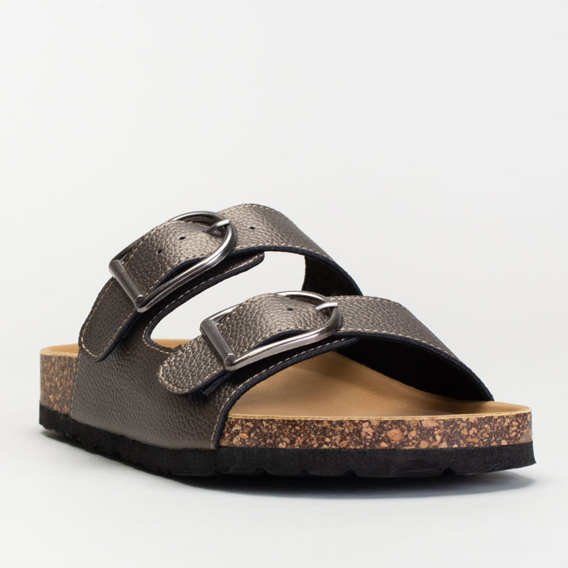 Double Buckle Footbed Mule Sandal _ 166409