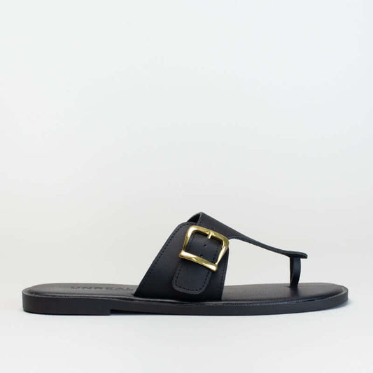 Leather Thong Sandal With Side Buckle