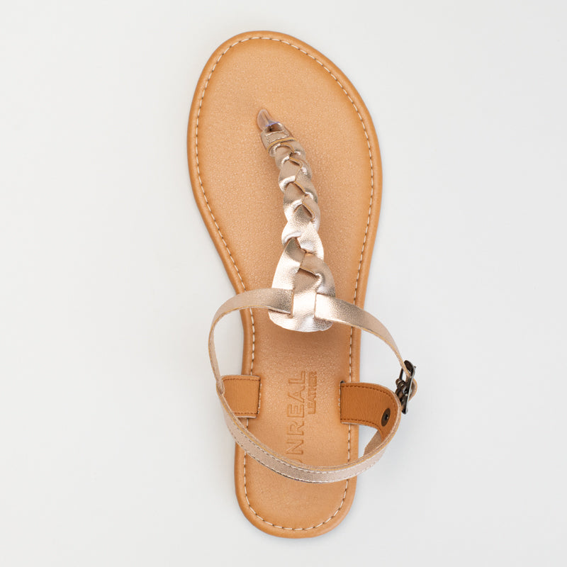Platted Leather Thong Sandal