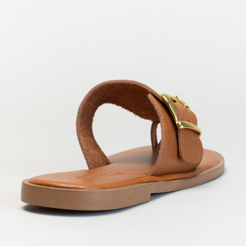 Leather Thong Sandal With Side Buckle