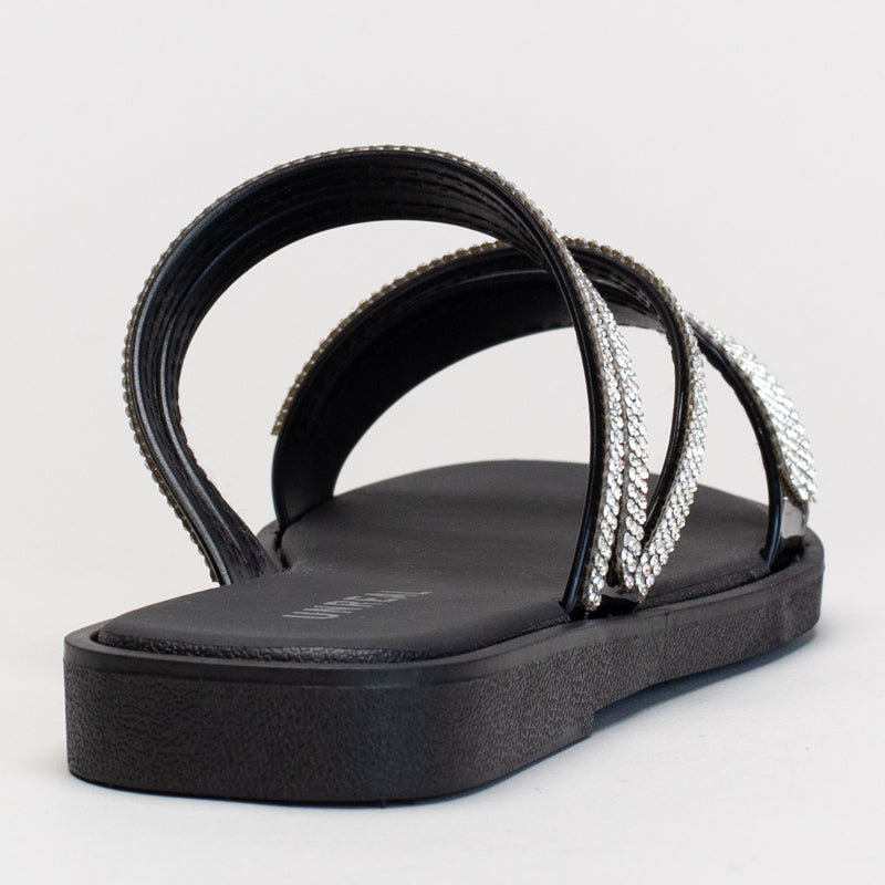 Asymmetrical Diamante Slide _ 166137