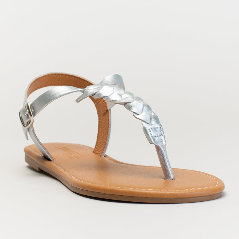Platted Leather Thong Sandal