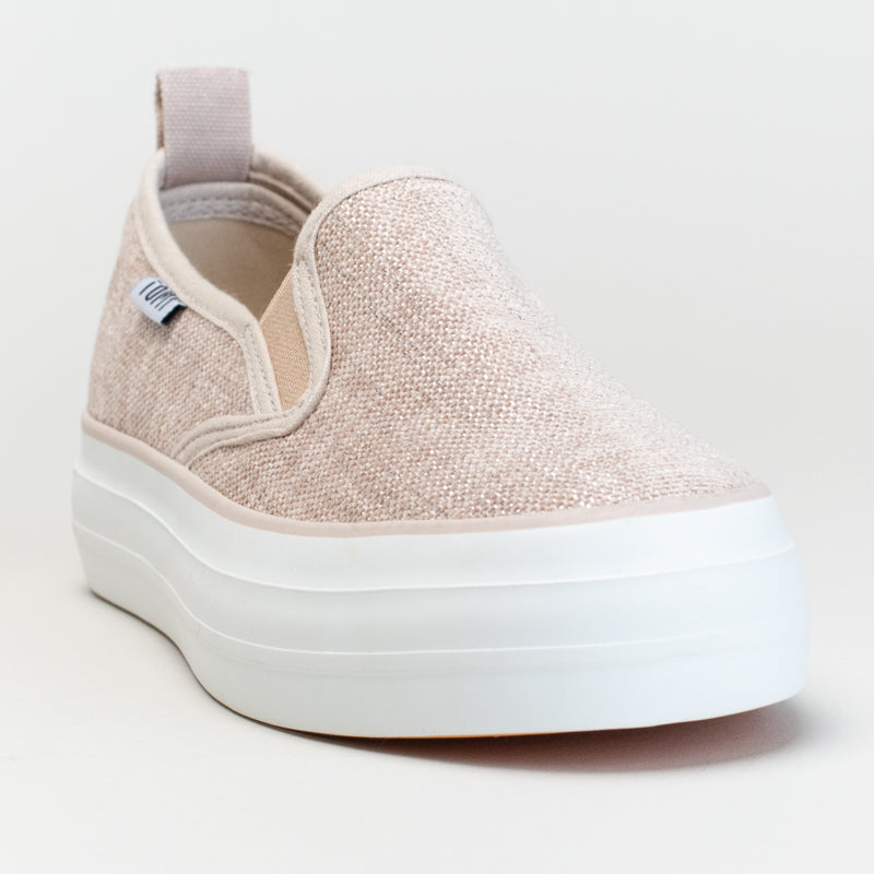 TOMY LINEN PLATFORM SLIP ON