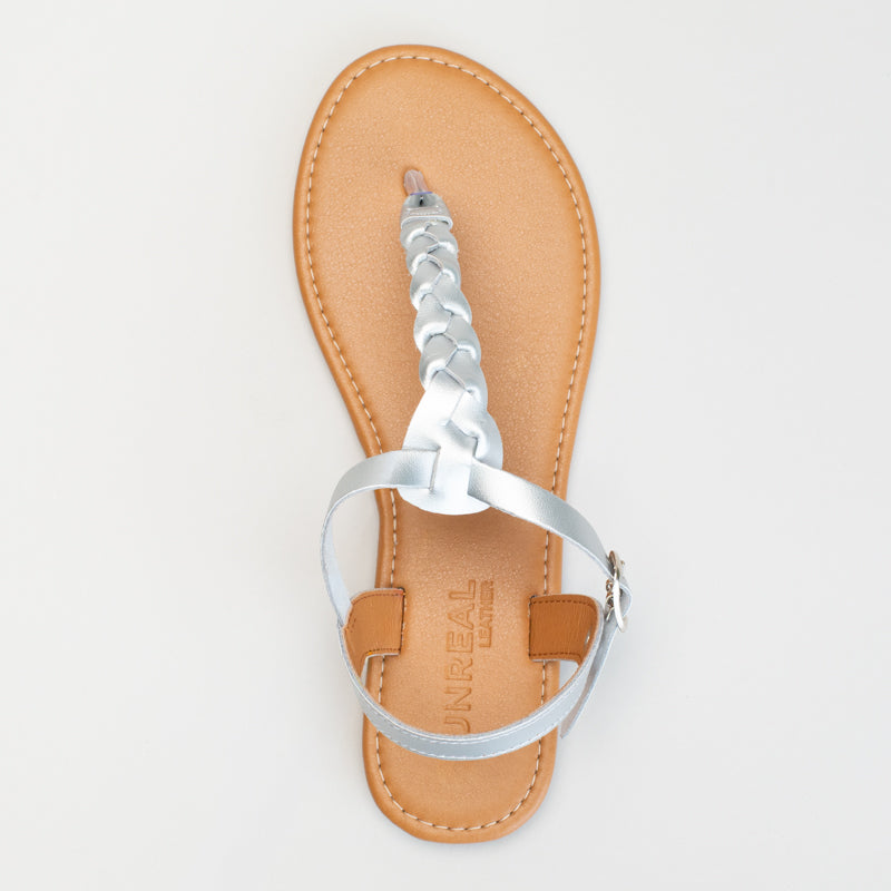 Platted Leather Thong Sandal