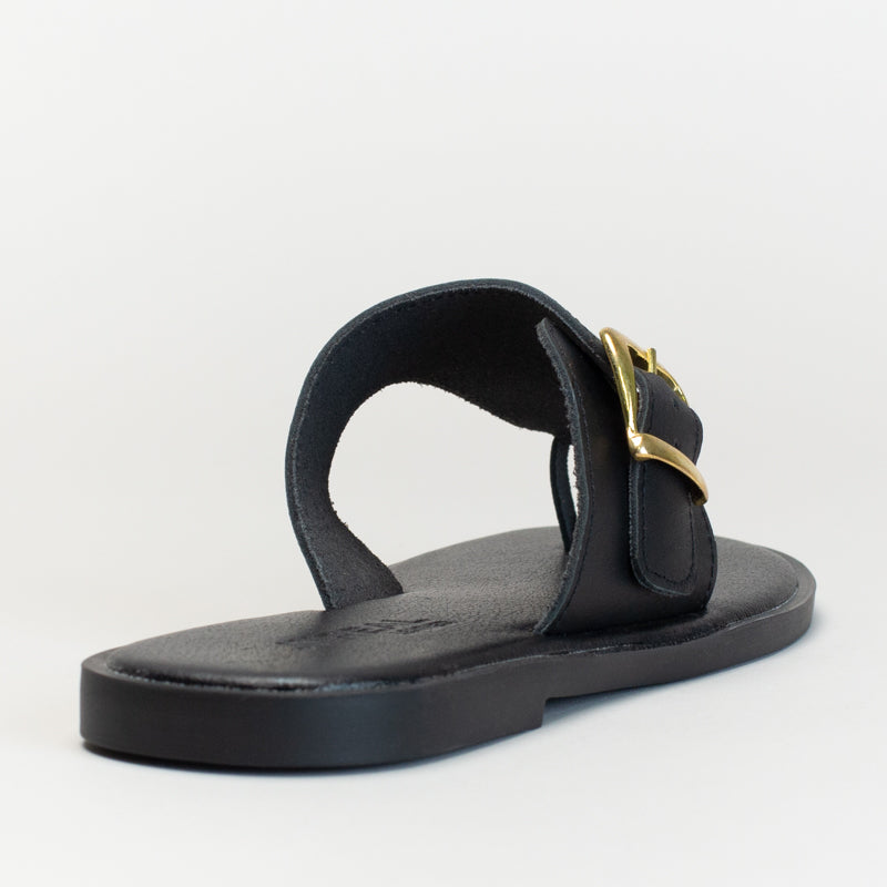 Leather Thong Sandal With Side Buckle