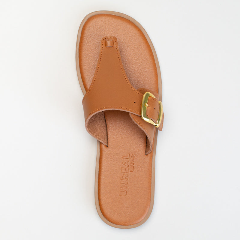 Leather Thong Sandal With Side Buckle