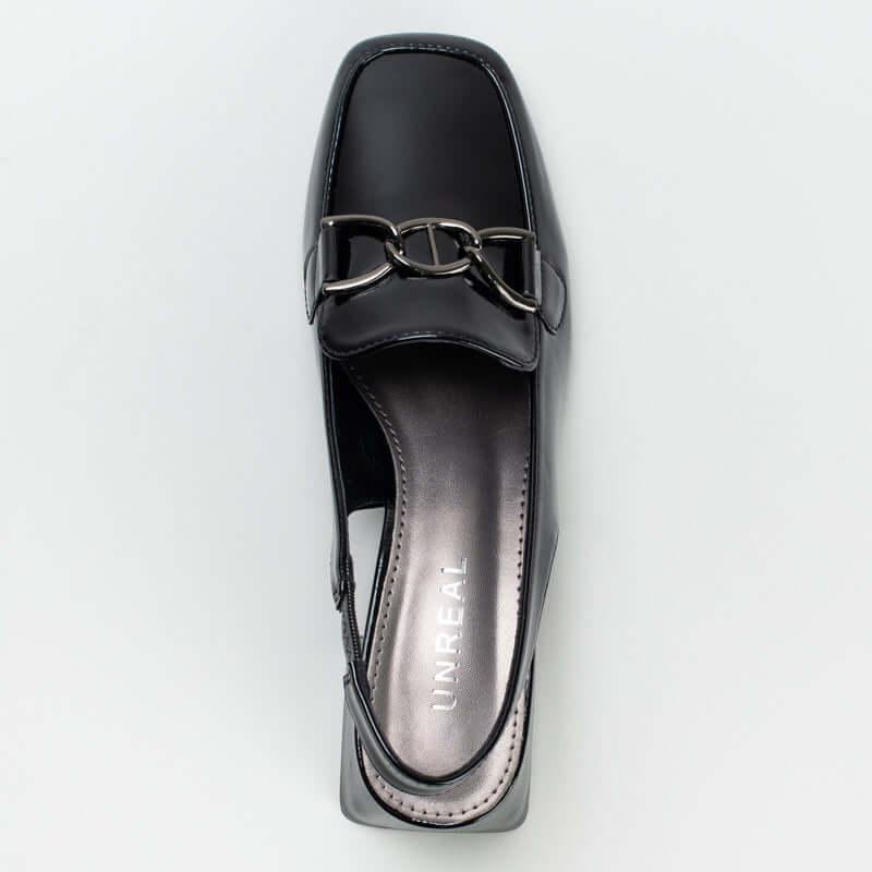 Sling Back Block Heel With Saddle Trim