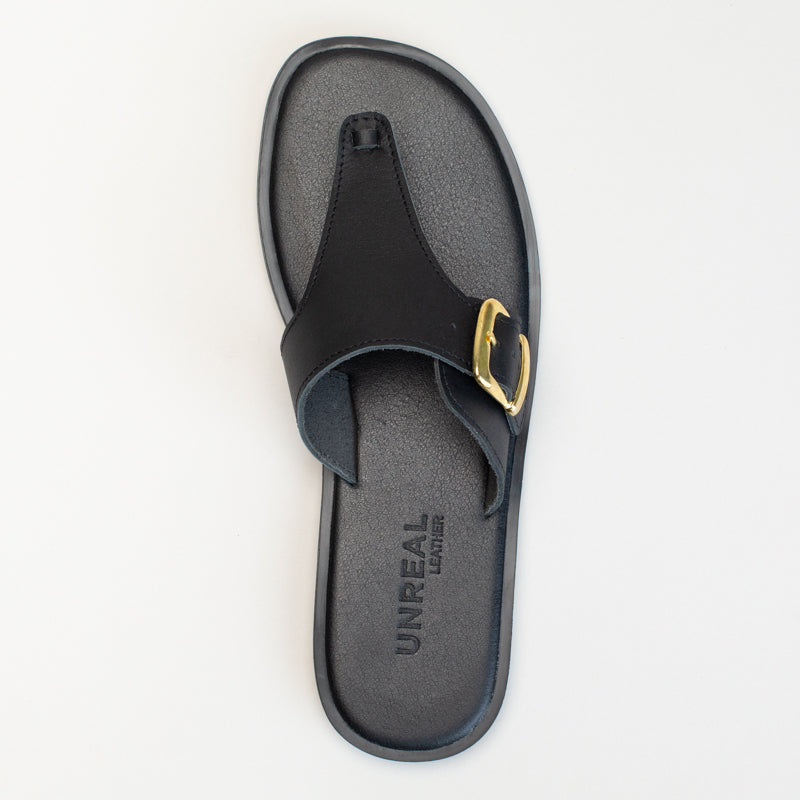 Leather Thong Sandal With Side Buckle