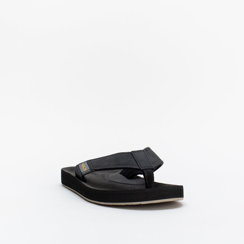 Mancini Men Footbed Black Pin Punch Thong _ 143105