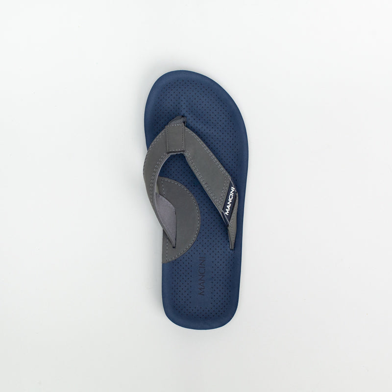 Mancini Men Footbed Black Pin Punch Thong _ 143105