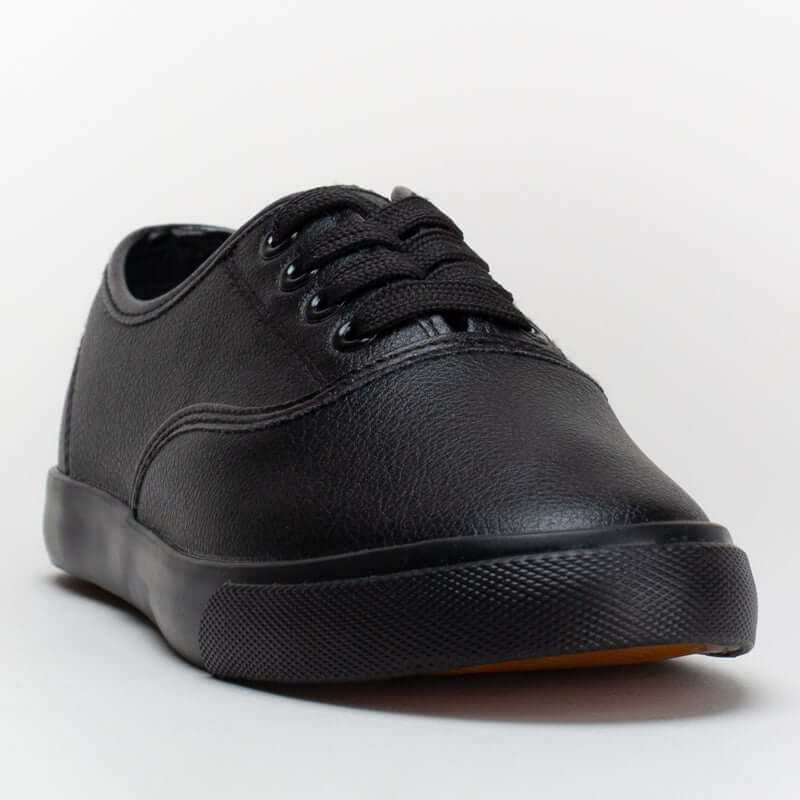 Lace up PU sneaker 161748 in black, featuring synthetic upper and classic silhouette for a modern sporty look.