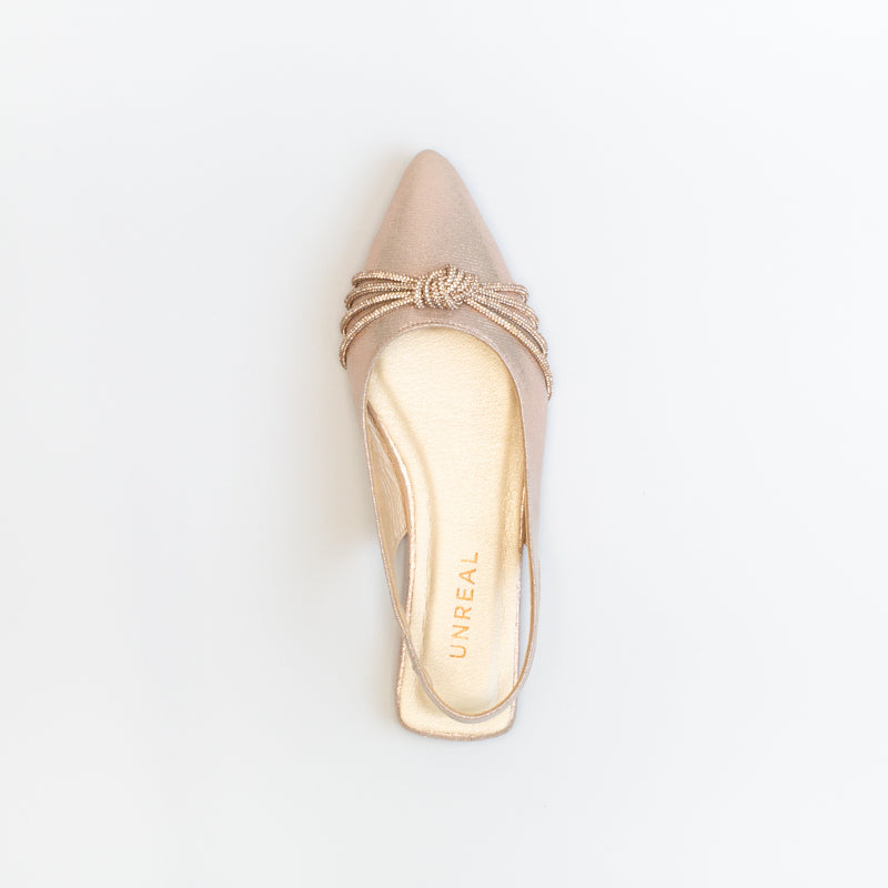 Unreal Women Pointy Sling Back With Diamante Knot _ 150819