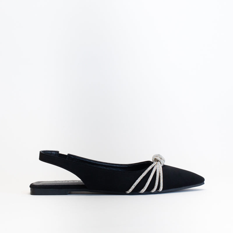 Unreal Women Pointy Sling Back With Diamante Knot _ 150819