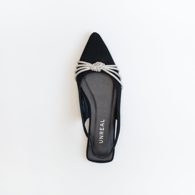 Unreal Women Pointy Sling Back With Diamante Knot _ 150819