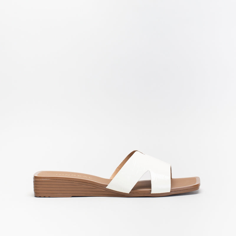 Unreal Women Sq Toe Mini Wedge Flat Mule Sandal _ 140611