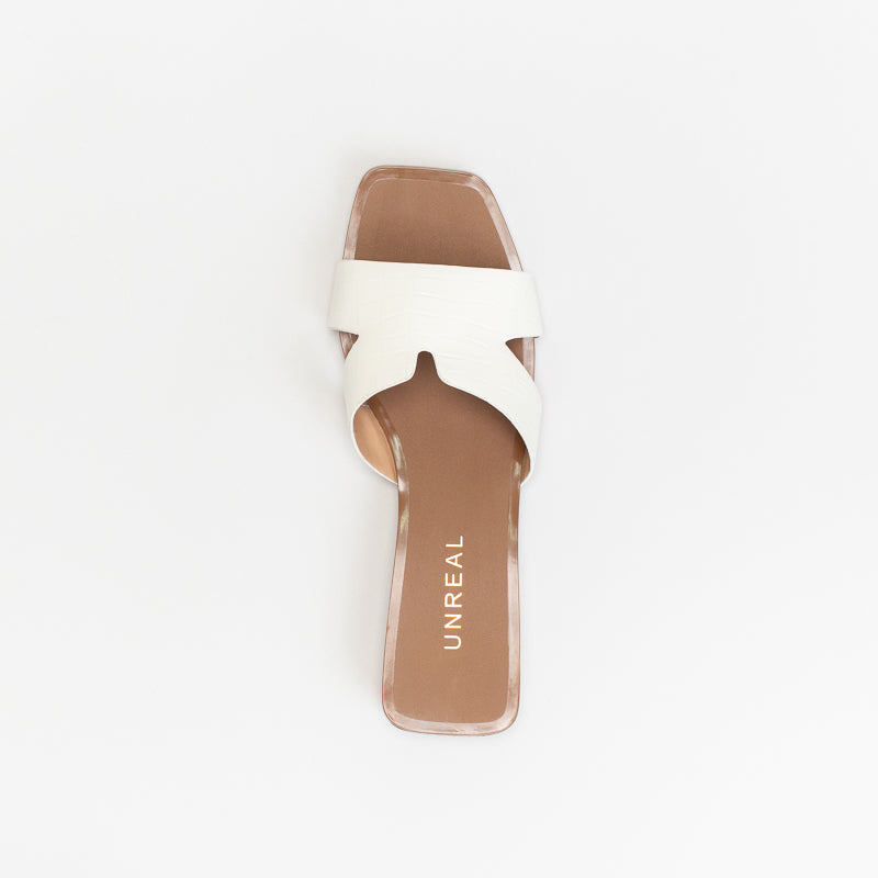 Unreal Women Sq Toe Mini Wedge Flat Mule Sandal _ 140611
