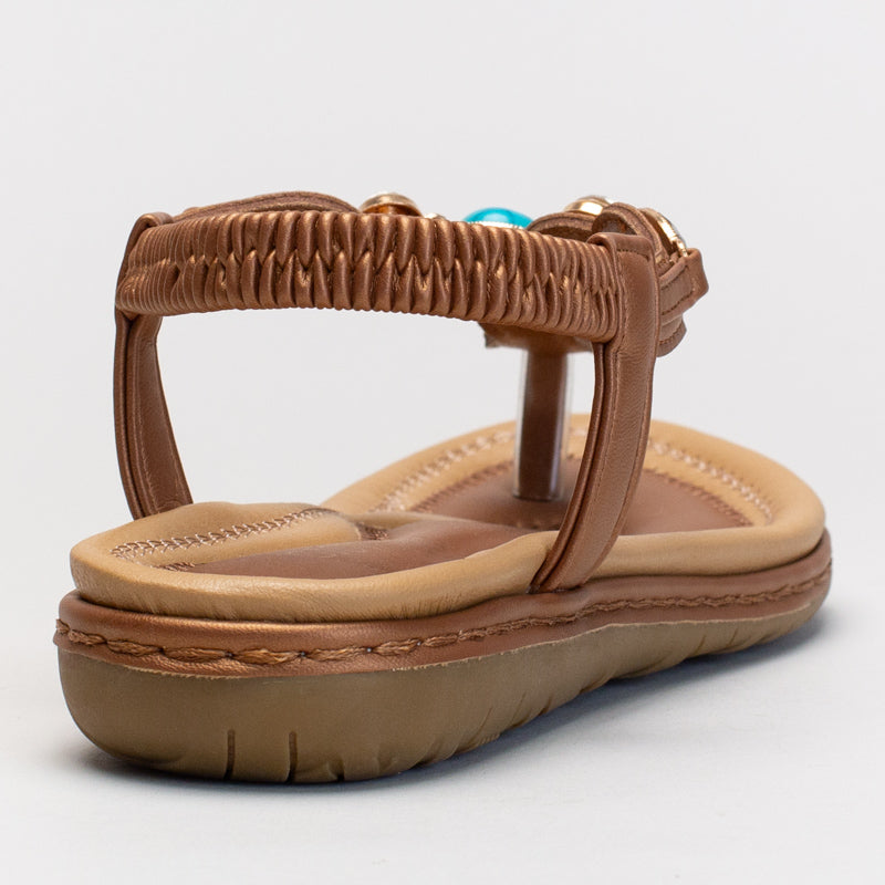 Comfort thong sandal with stone detail _ 165956