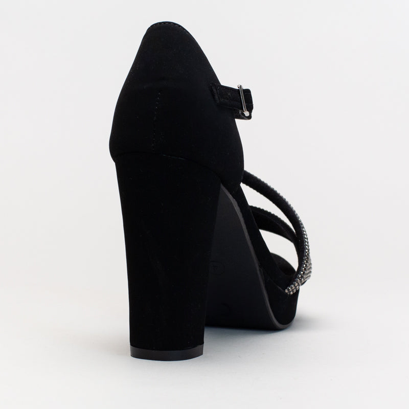 Platform Assymetrical Diamante Heel _ 166253