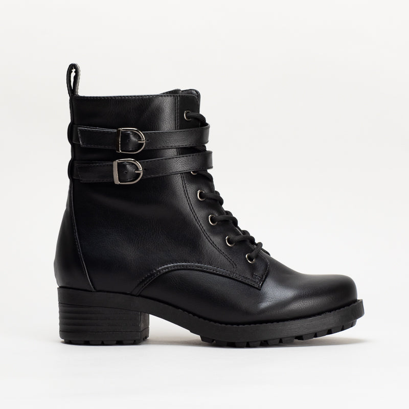 Unreal Women Double Strap Military Boot _ 135605