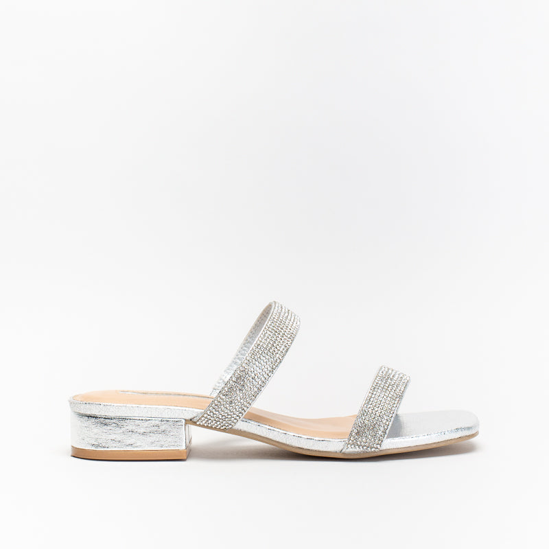 Unreal Women Diamante Two Strap Mule Flat _ 140620