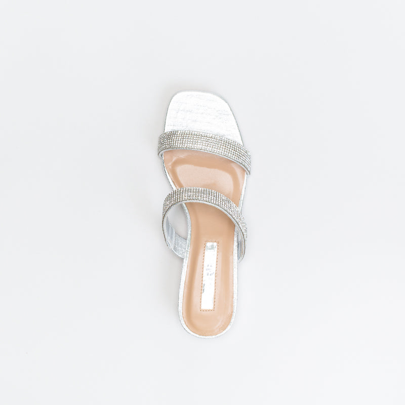 Unreal Women Diamante Two Strap Mule Flat _ 140620