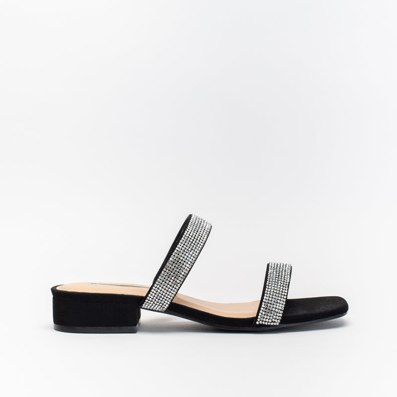 Unreal Women Diamante Two Strap Mule Flat _ 140620