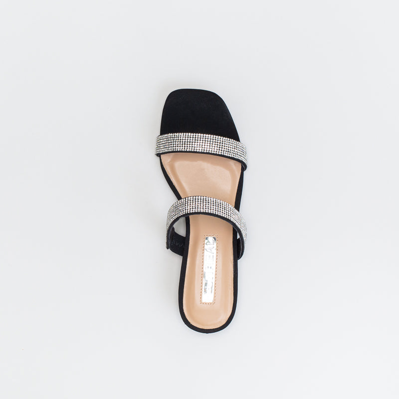 Unreal Women Diamante Two Strap Mule Flat _ 140620