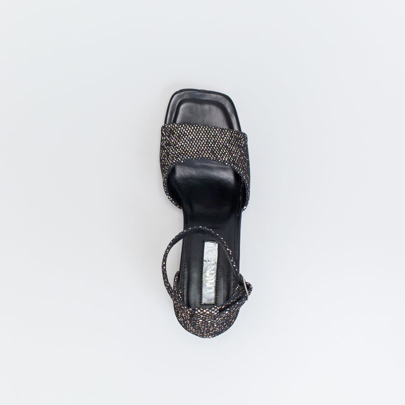 Unreal Women Glitter Flare Block Heel Sandal _ 140633
