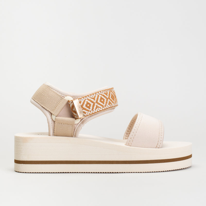 Wedge With Stitch Detail And Printed Ankle _ 167675