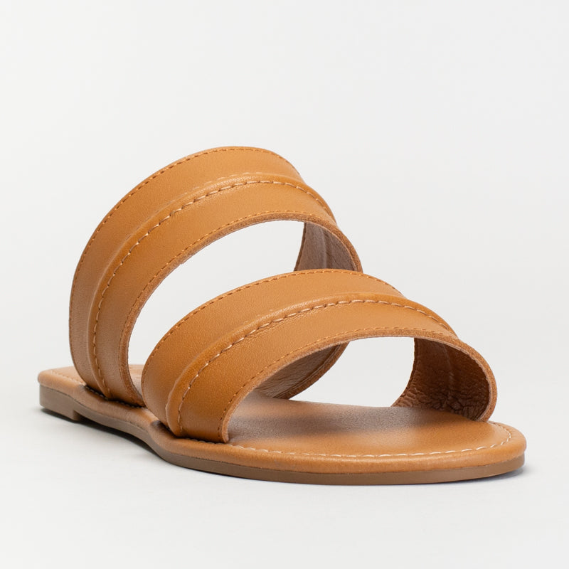 Double Strap Leather Mule _ 171605