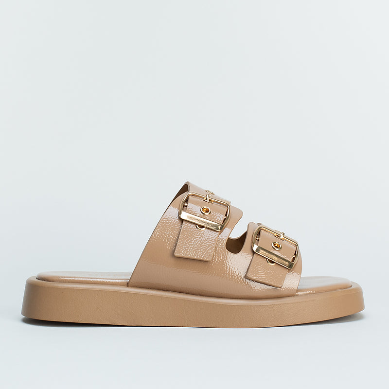 Double Buckle Flatform Slide _ 160060