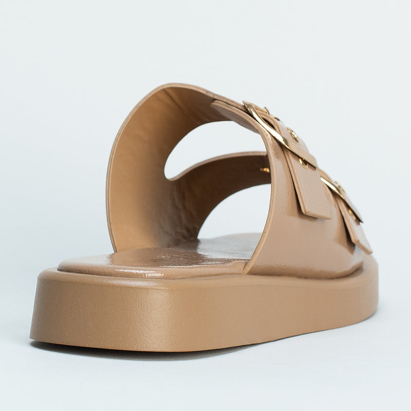 Double Buckle Flatform Slide _ 160060