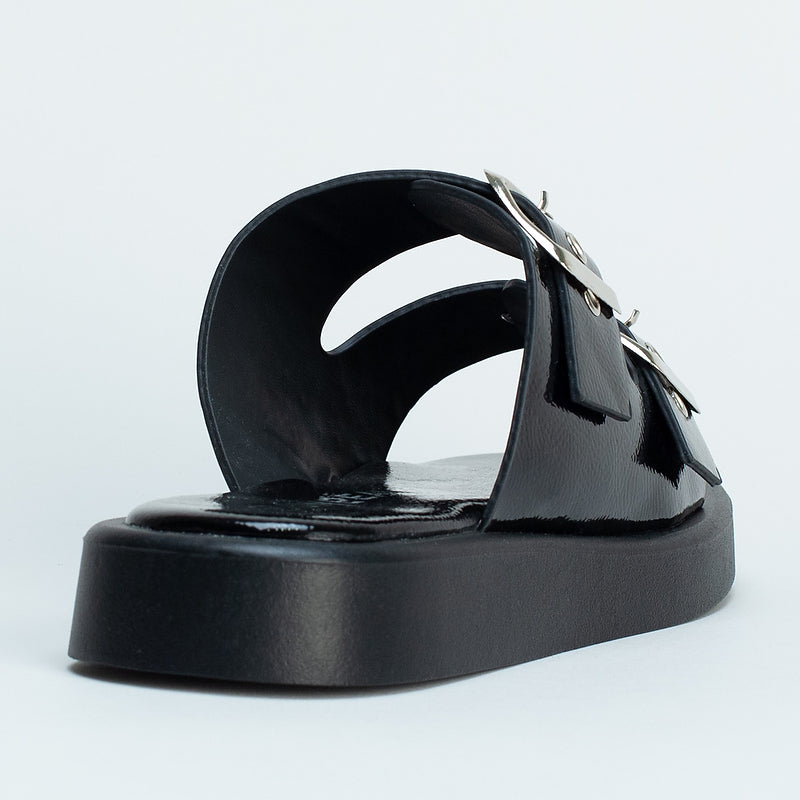 Double Buckle Flatform Slide _ 160059