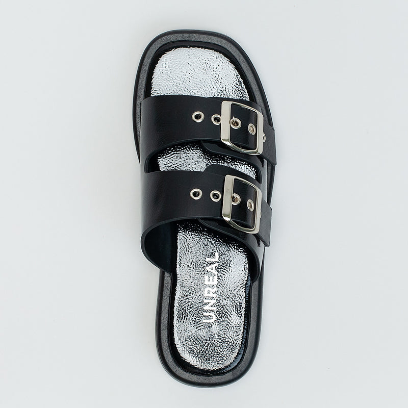 Double Buckle Flatform Slide _ 160059