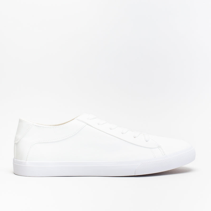 Mancini Men White Pu Plimsole Minimal Sneaker _ 143086