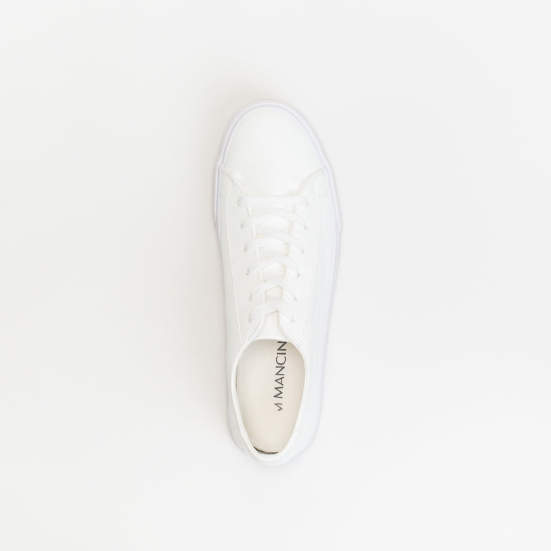 Mancini Men White Pu Plimsole Minimal Sneaker _ 143086
