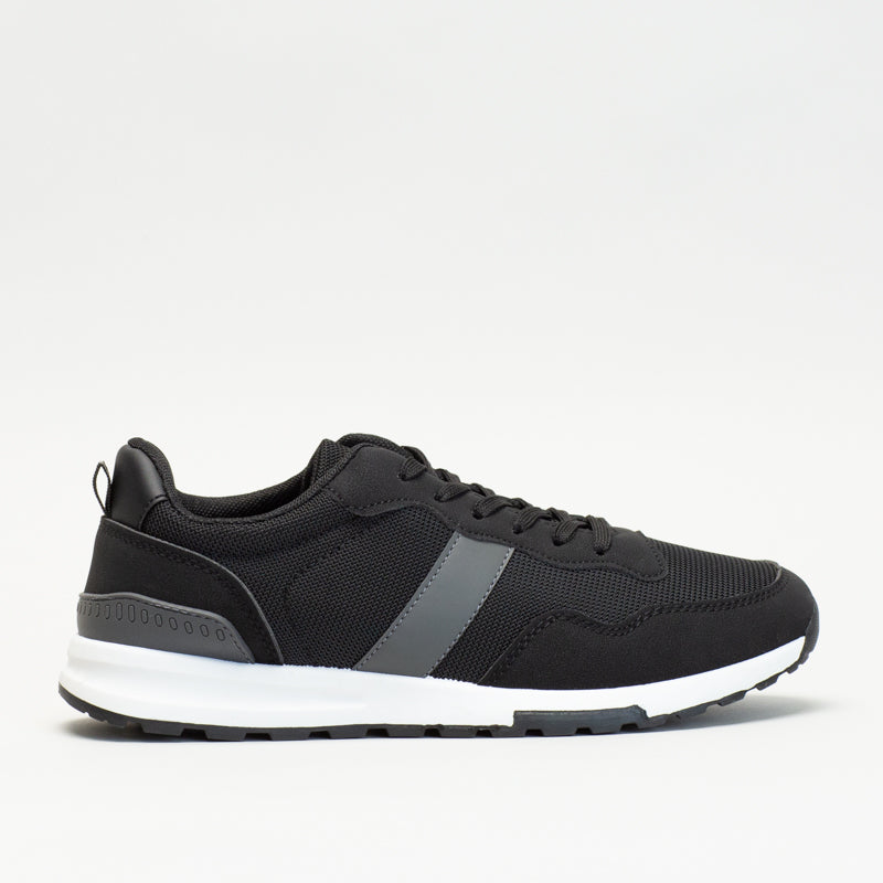 Mancini Men Charcoal Pu Retro Trainer _ 136159