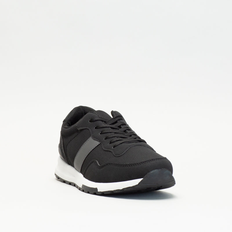 Mancini Men Charcoal Pu Retro Trainer _ 136159