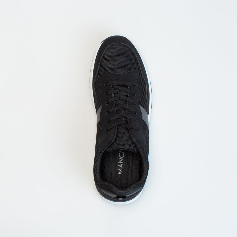 Mancini Men Charcoal Pu Retro Trainer _ 136159
