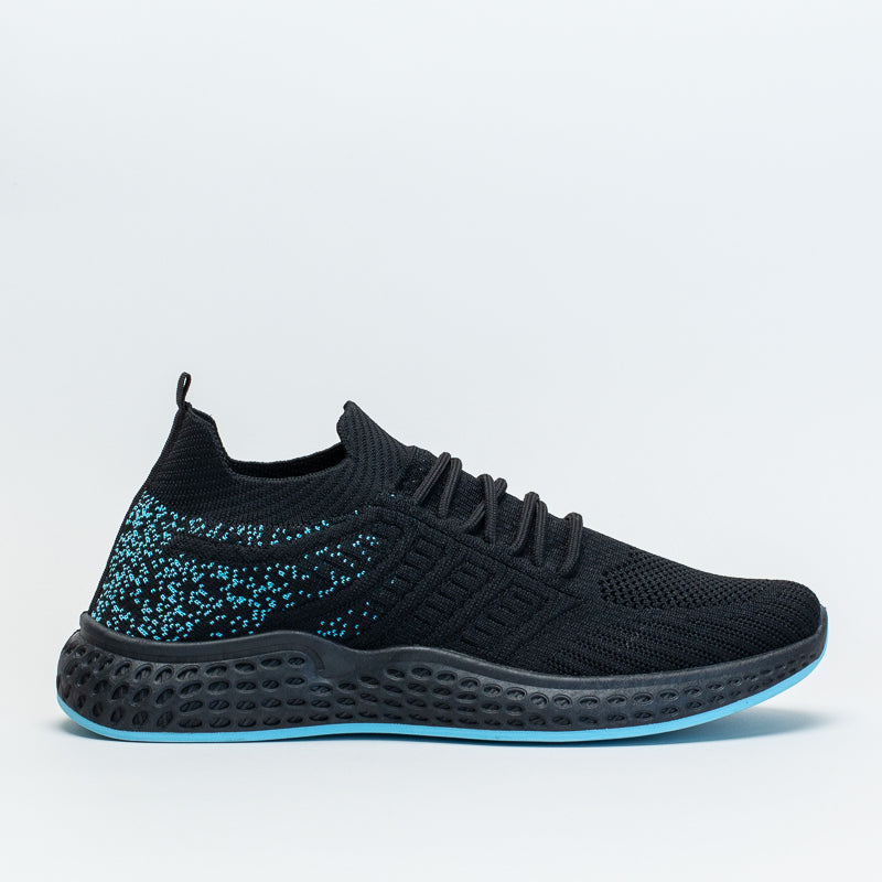 Mancini Men Blue/Blk Multi Knit Trainer _ 141470