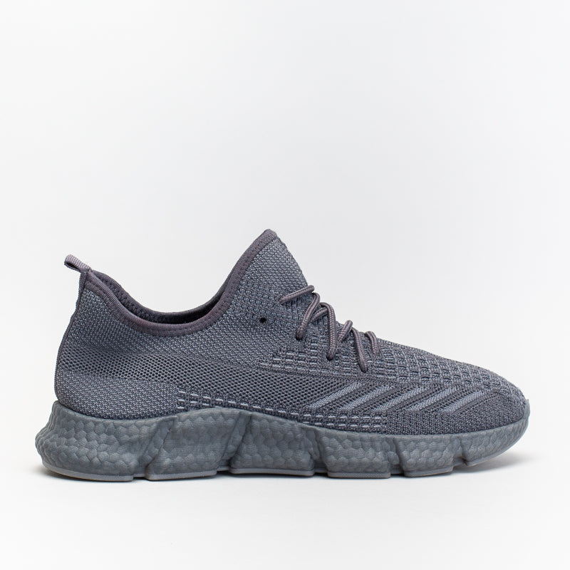 Mancini Men Grey Mono Knit Trainer _ 141472