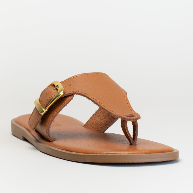 Leather Thong Sandal With Side Buckle