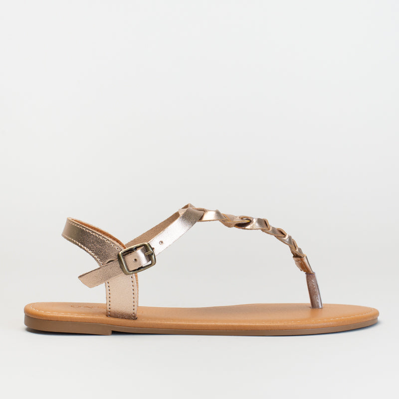 Platted Leather Thong Sandal