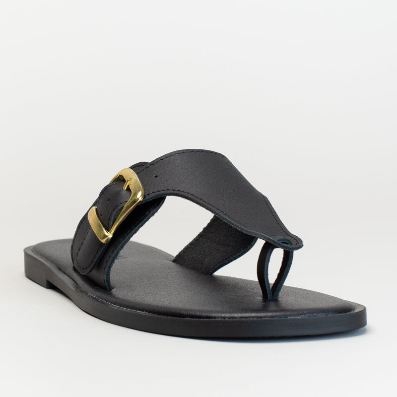 Leather Thong Sandal With Side Buckle