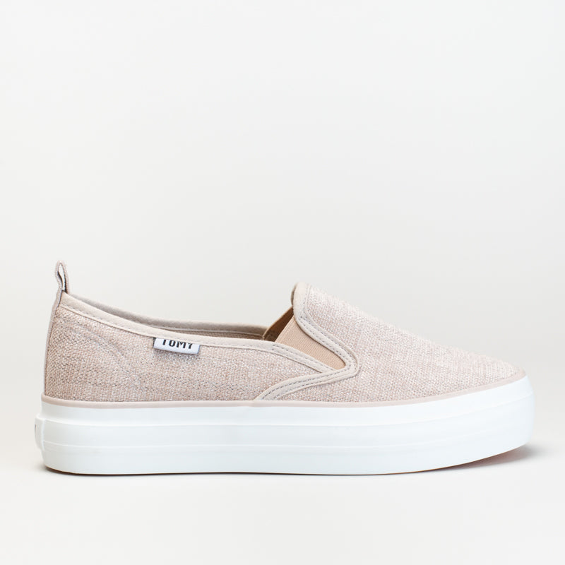 TOMY LINEN PLATFORM SLIP ON