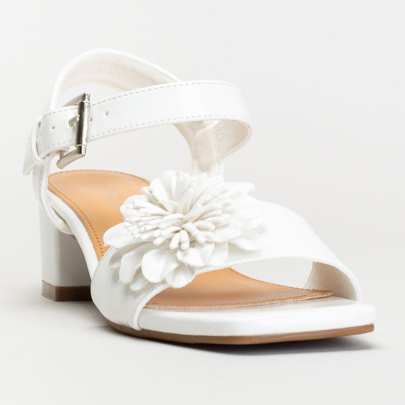 Dress Sandal – Metallic Gold with Floral Embellishment