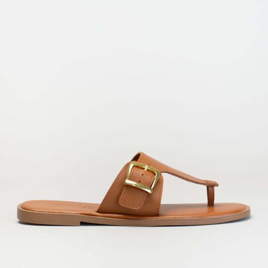 Leather Thong Sandal With Side Buckle